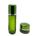 Empty 120ml 100ml 40ml Green Cosmetic Glass Bottle And 30g 50g Cream Jar